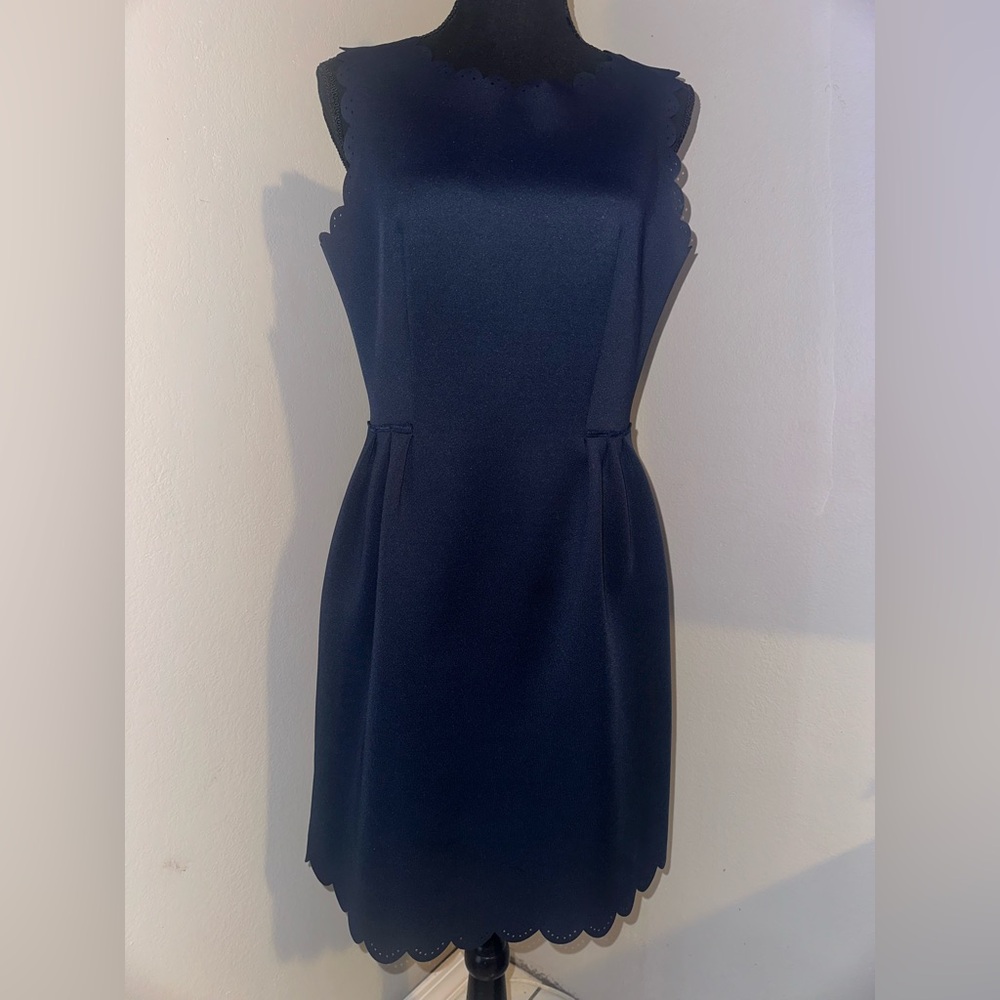 Katherine Barclay Navy Scalloped Mini Dress